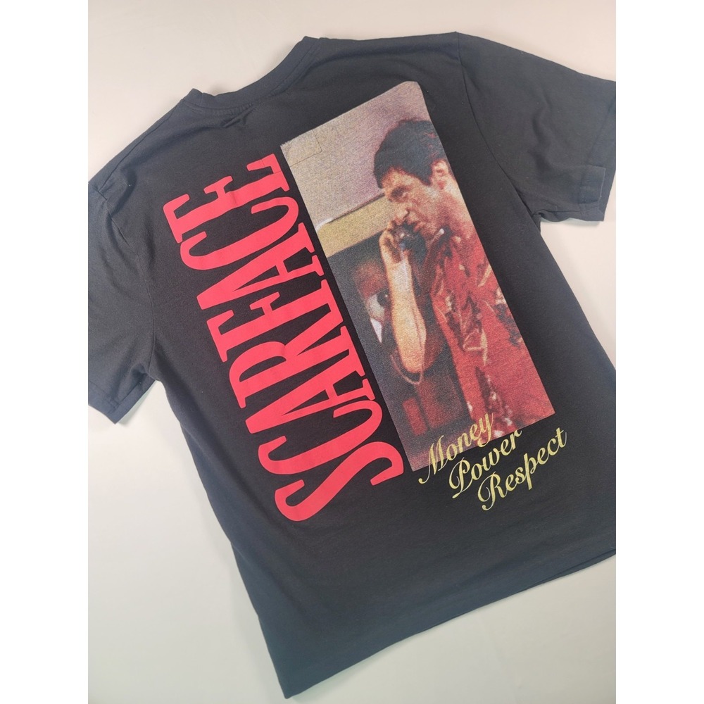 Scarface Money Power Respect Graphic Tee Black Men's Large READ